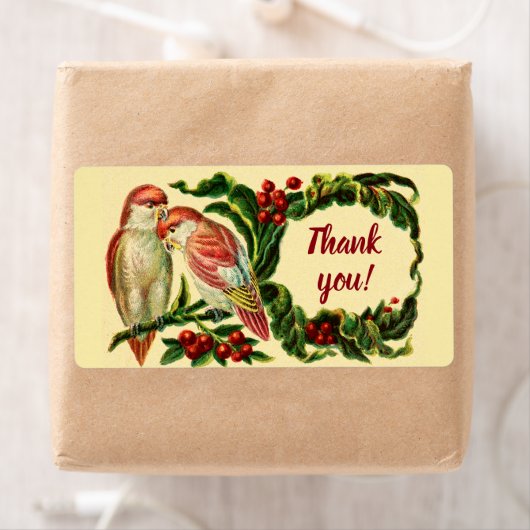 Charming Vintage Liebesvögel Danke, Aufkleber (Insitu)