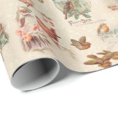 Charming Vintage Weihnachtsvögel und Holly Geschenkpapier (Rolleneckpunkt)