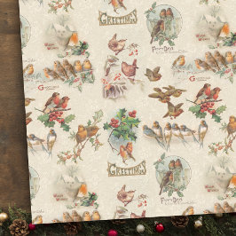 Charming Vintage Weihnachtsvögel und Holly Seidenpapier
