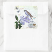 Charming Vintager französischer Vogel-Text-Collage Quadratischer Aufkleber (Tasche)