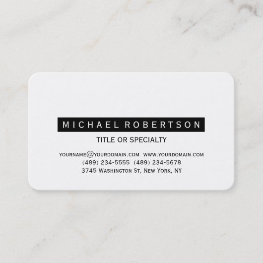 Charming-Visitenkarte mit Schwarz-weißer abgerunde Visitenkarte (Vorderseite)