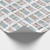Charming Watercolor Christmas Houses Giftwrap Geschenkpapier (Ecke)