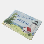 Charming Watercolor Lighthouse Scene Name Fußmatte (Schrägansicht)
