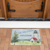 Charming Watercolor Lighthouse Scene Name Fußmatte