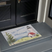 Charming Watercolor Lighthouse Scene Name Fußmatte