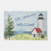 Charming Watercolor Lighthouse Scene Name Fußmatte (Vorderseite)