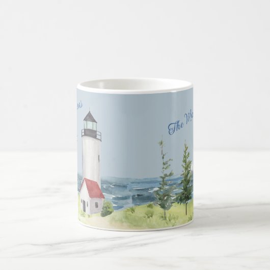 Charming Watercolor Lighthouse Scene Name Kaffeetasse (Mittel)