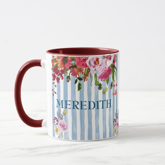 CHARMING WATERCOLOR NAME ELEGANT FLORAL TASSE (Links)