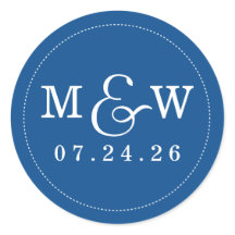 Charming Wedding Monogram Sticker - Cobalt