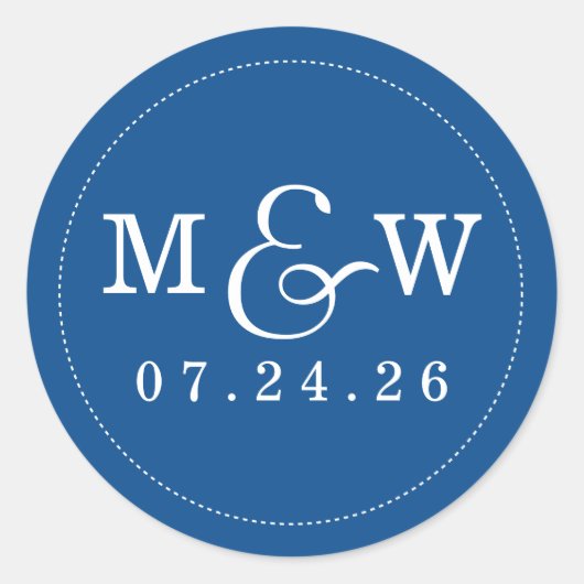Charming Wedding Monogram Sticker - Cobalt (Vorderseite)