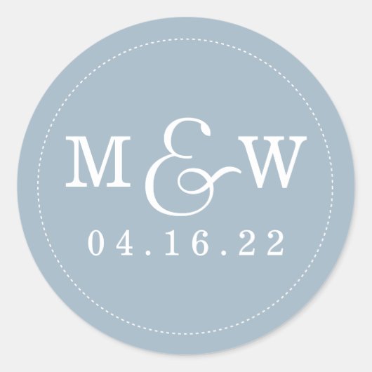 Charming Wedding Monogram Sticker Dusty Blue (Vorderseite)