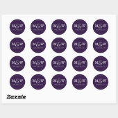 Charming Wedding Monogram Sticker Eggplant Lila (Blatt)
