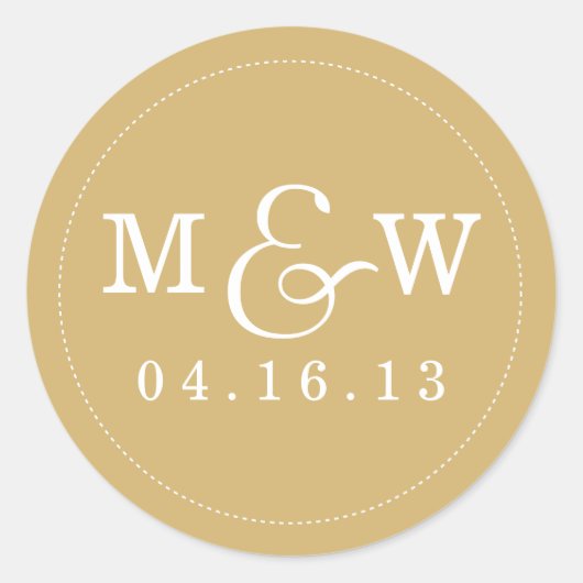 Charming Wedding Monogram Sticker - Gold (Vorderseite)