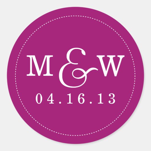 Charming Wedding Monogram Sticker - Himbeere (Vorderseite)