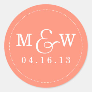 Charming Wedding Monogram Sticker - Korallen