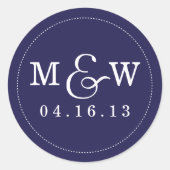 Charming Wedding Monogram Sticker - Navy (Vorderseite)