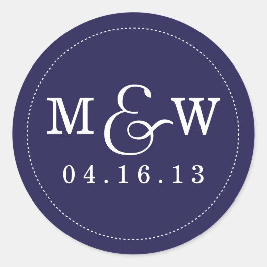 Charming Wedding Monogram Sticker - Navy (Vorderseite)