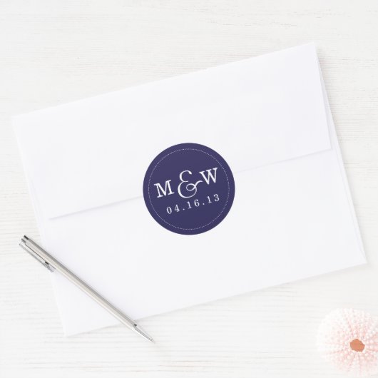 Charming Wedding Monogram Sticker - Navy (Umschlag)