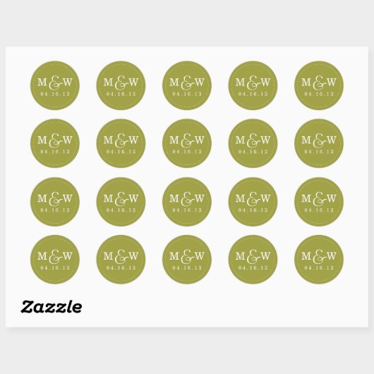Charming Wedding Monogram Sticker - Olive (Blatt)