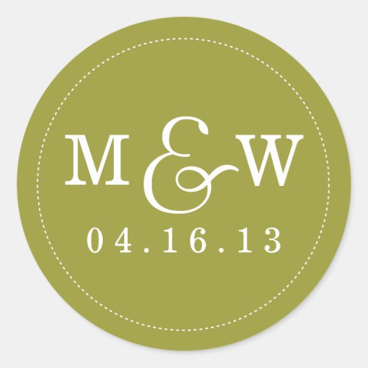 Charming Wedding Monogram Sticker - Olive (Vorderseite)