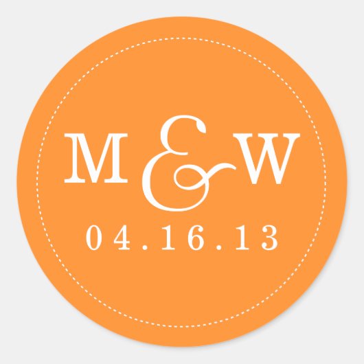 Charming Wedding Monogram Sticker - Orange (Vorderseite)