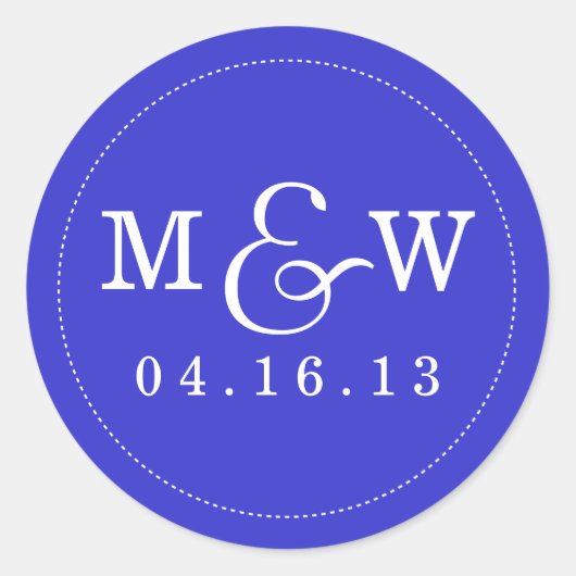 Charming Wedding Monogram Sticker - Royal Blue (Vorderseite)