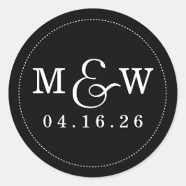 Charming Wedding Monogram Sticker - Schwarz