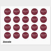 Charming Wedding Monogram Sticker - Wine Red (Blatt)