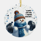 Charming Weight Lifting Snowman Keramik Ornament (Vorne)