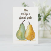 Charming Whimsical Birnen Illustration für Gruß Karte (Stehend Vorderseite)