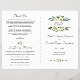 Charming White Blooming Floral Wedding Programm Flyer