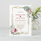 Charming White Bloral Gold Weihnachtsfeier Einladung (Stehend Vorderseite)