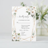 Charming White Blume Rose Gold Hochzeit RSVP Karte (Stehend Vorderseite)