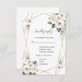 Charming White Blume Rose Gold Hochzeit RSVP Karte (Vorne/Hinten)