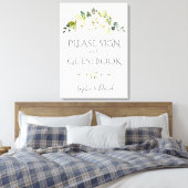 Charming White Cream Floral Gästebuchunterschrift Leinwanddruck (Insitu (Schlafzimmer))
