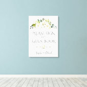 Charming White Cream Floral Gästebuchunterschrift Leinwanddruck (Insitu (Holzboden))