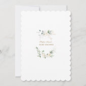 Charming White Floral Airy Leaves Baby in Bloom Einladung (Rückseite)