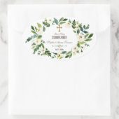 Charming White Floral Wreath Heilige Kommune Ovaler Aufkleber (Tasche)