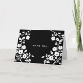 Charming White Folk Blume Black Danke Custom Karte (Vorderseite)