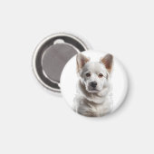 Charming White Shepherd Puppy Portrait Magnet (Vorderseite/Rückseite)