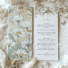 Charming Wild Daisy Wedding Menü Delikatessen Flor Einladung