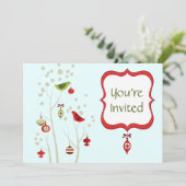 Charming Winter Birds Weihnachts-Einladung Einladung (Stehend Vorderseite)