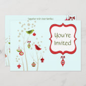 Charming Winter Birds Weihnachts-Einladung Einladung (Vorne/Hinten)