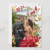 Charming Winter Christmas Botanical Frame Wedding Save The Date (Vorderseite)