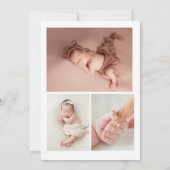 Charming Winter Floral Baby Foto Birth Ankündigung (Rückseite)