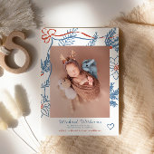 Charming Winter Floral Baby Foto Birth Ankündigung