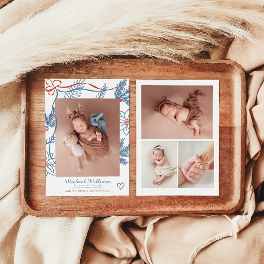 Charming Winter Floral Baby Foto Birth Ankündigung