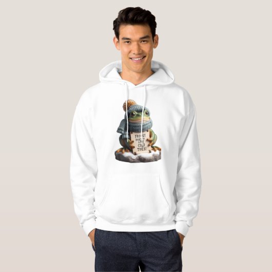 Charming Winter Frog in Knitwear: Cold ToesT-Shirt Hoodie (Vorne ganz)