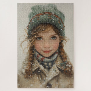 Charming Winter Portrait Young Girl Puzzle