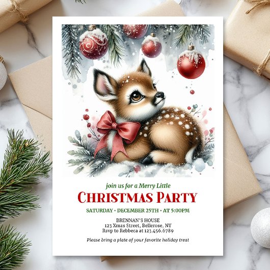 Charming winter scene Christmas kids invitation Einladung